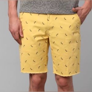 Hawking McGill Yellow Shorts with Banana Pattern - Tailored Fit - Size 32